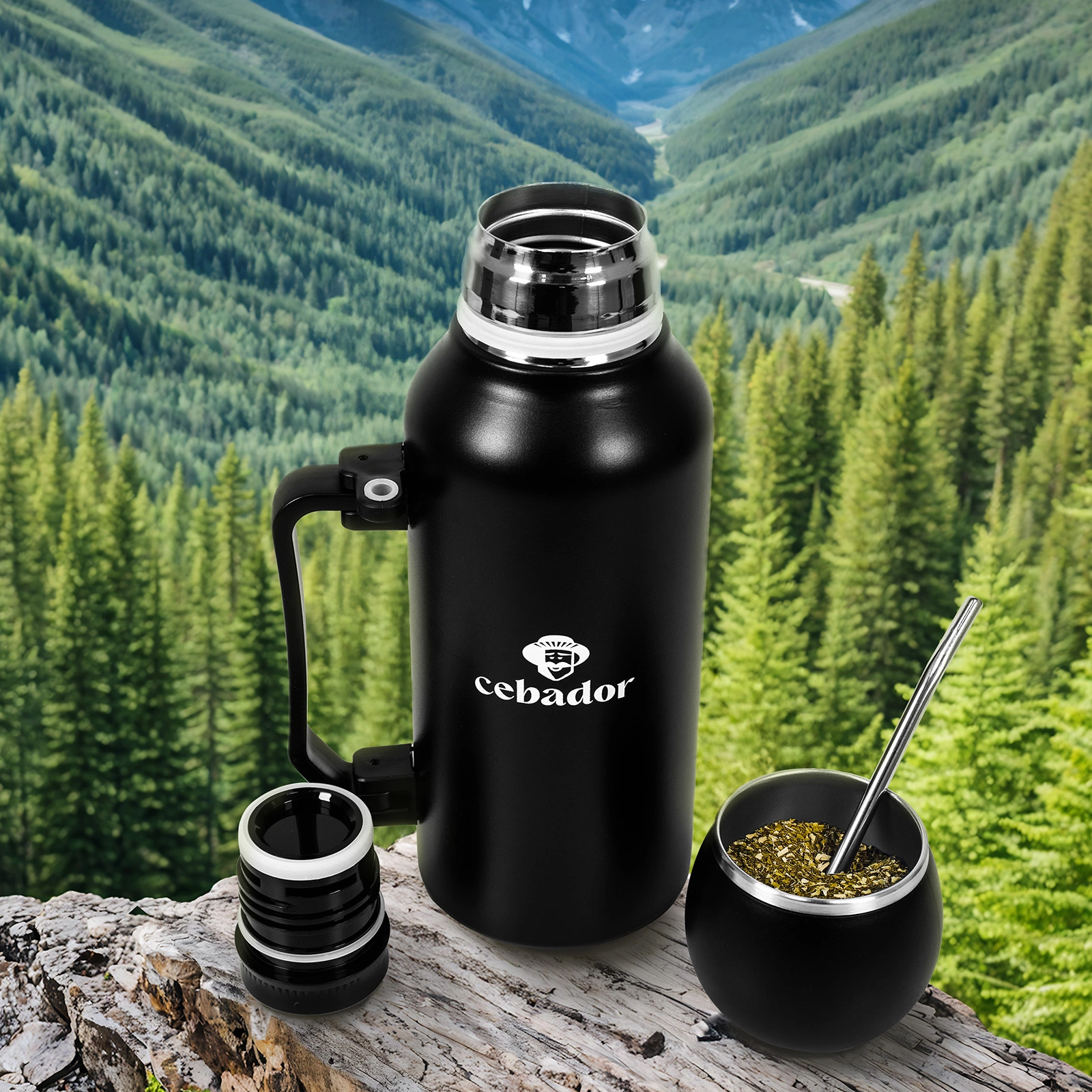 YerbaGo – Termos med kalebass og bombilla 1,3 L – svart - Bilde 5