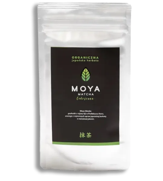 Stor 250g boks med Moya Matcha Daglig økologisk grønn te fra Japan.