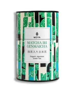 Moya Matcha iri Genmaicha økologisk japansk grønn te med matcha pulver og ristet ris