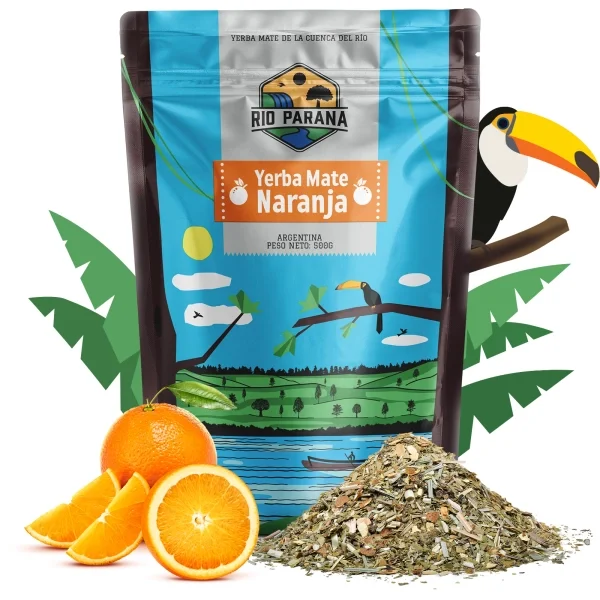Rio Parana Naranja Yerba Mate 500g med appelsinskall og sitrongress fra Argentina