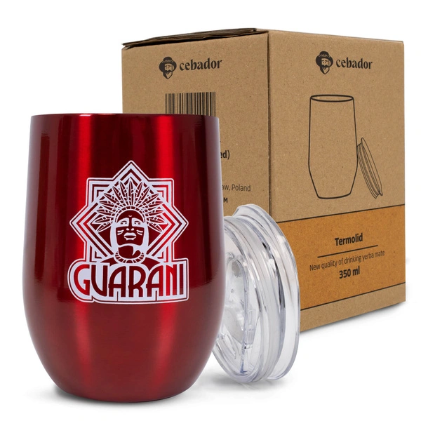TermoLid Guarani rød termokopp 350ml i rustfritt stål med lokk for yerba mate med karton box