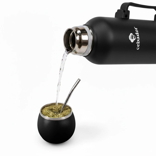 YerbaGo – Termos med kalebass og bombilla 1,3 L – svart - Bilde 2